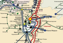 «Карта-схема Электрических сетей 1150-500-220-110кВ ЕЭС Республики Казахстан» 2024 г. (150 х 245 см)