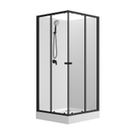 Душевая кабина Loranto NEO 90x90x(190+15) c низким поддоном 15см, прозрачное закаленное стекло 5 мм,задние стеклянные стенки белые, профиль черный-матовый (CS-21801)