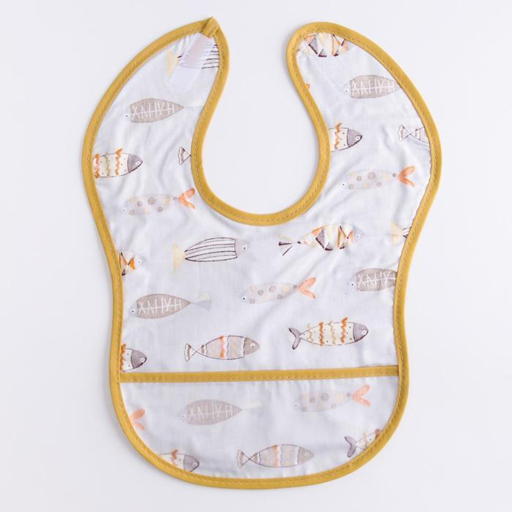 5545679 Нагрудник детский, непромокаемый с карманом «Рыбки» на липучке