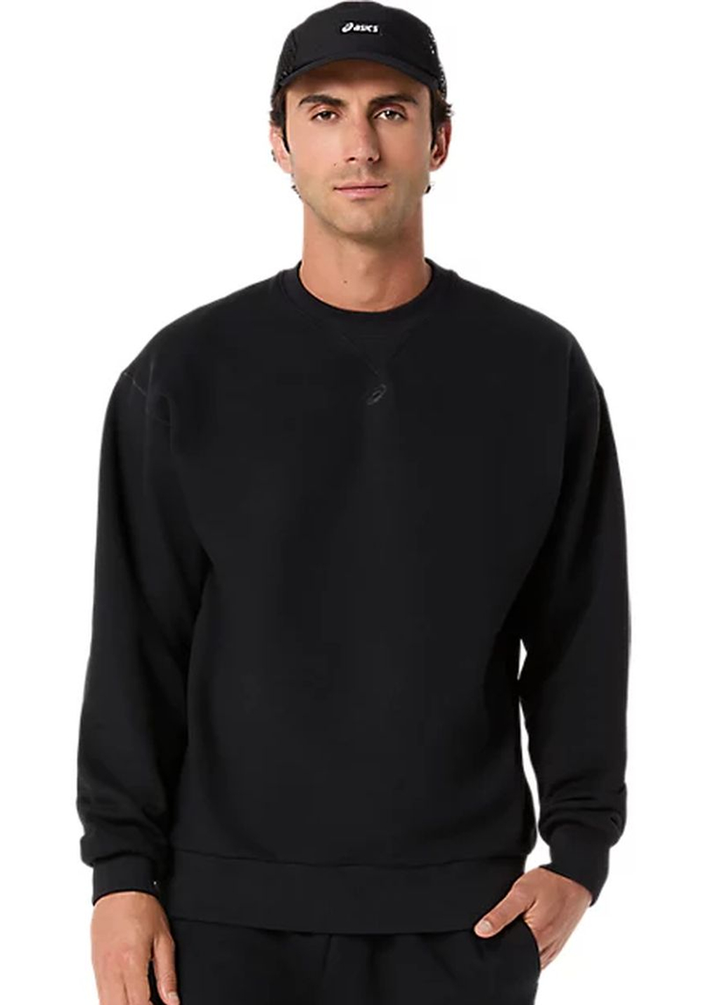 Мужская теннисная кофта Asics Fleece Crew-Neck Top Relaxed - performance black