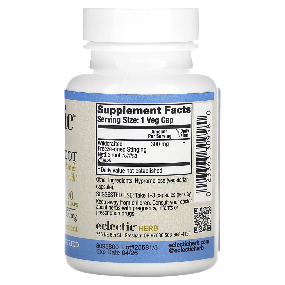 Eclectic Herb, корень крапивы, 300 мг, 90 веганских капсул