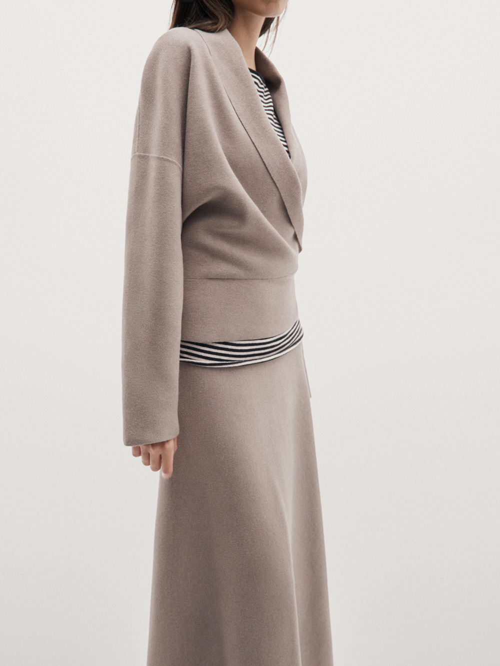 Massimo Dutti Двубортный вязаный свитер, серый