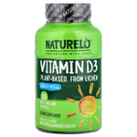 NATURELO, витамин D3, 62,5 мкг (2500 МЕ), 120 капсул, которые легко глотать