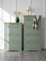 Тумба для обуви Неаполь из сосны, 4 двери с ящиком, 87х169х21 см, зеленый