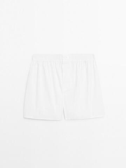 Massimo Dutti Однотонные боксеры из 100% хлопка, белый