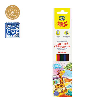 Карандаши акварельные Мульти-Пульти "Невероятные приключения", 06цв., трехгран., заточен., картон, е