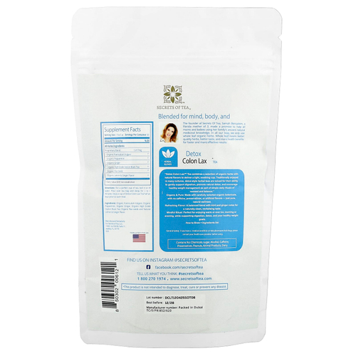Secrets of Tea, Slim Tea, чай Detox™ для расслабления кишечника, 20 неотбеленных чайных пакетиков, 41 г (1,47 унции)