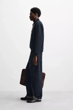 ZARA ТОЛСТОВКА С КОНТРАСТНЫМ ШНУРКОМ, МОРСКОЙ СИНИЙ