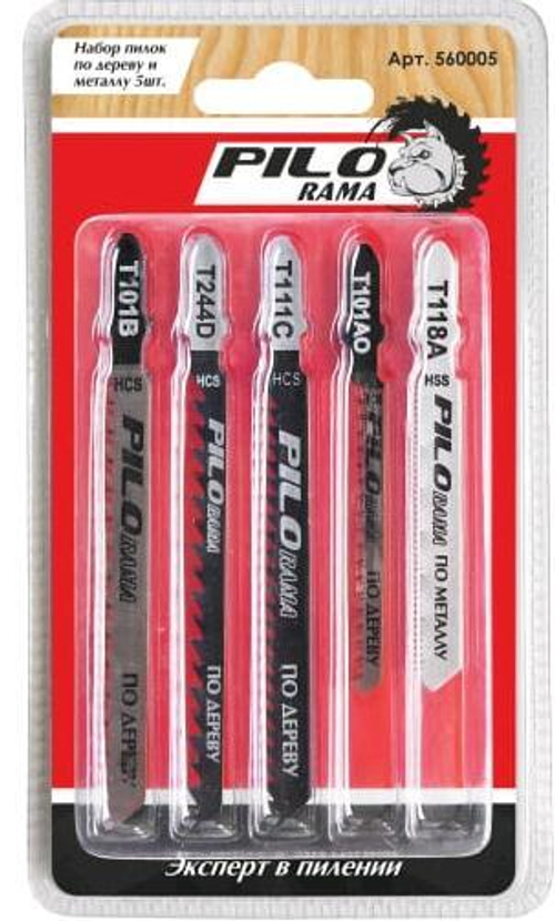 Полотна д/эл.лобзика  по дереву и мет. Набор  5шт T101B,T101AO,T111C,T244D,T118A/ Pilorama 560005