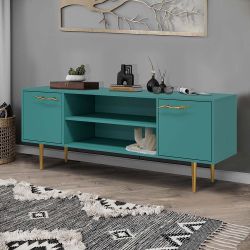 Тумба под ТВ Арт Колор matte 155см Стайл Голд Пастельно-синий матовый