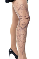Колготки с принтом в виде скульптуры девушки (Размер: S-M-L) (Цвет: бежевый)