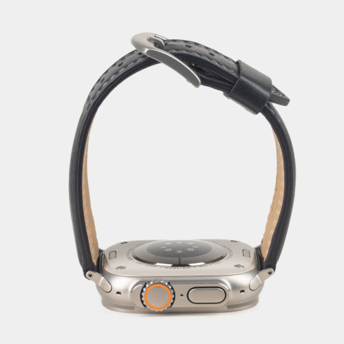 Ремешок для Apple Watch Ultra 49mm из кожи теленка, черного цвета