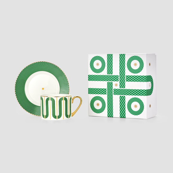 Чайная пара Farforite «Сплетено» 250 мл в подарочной коробке