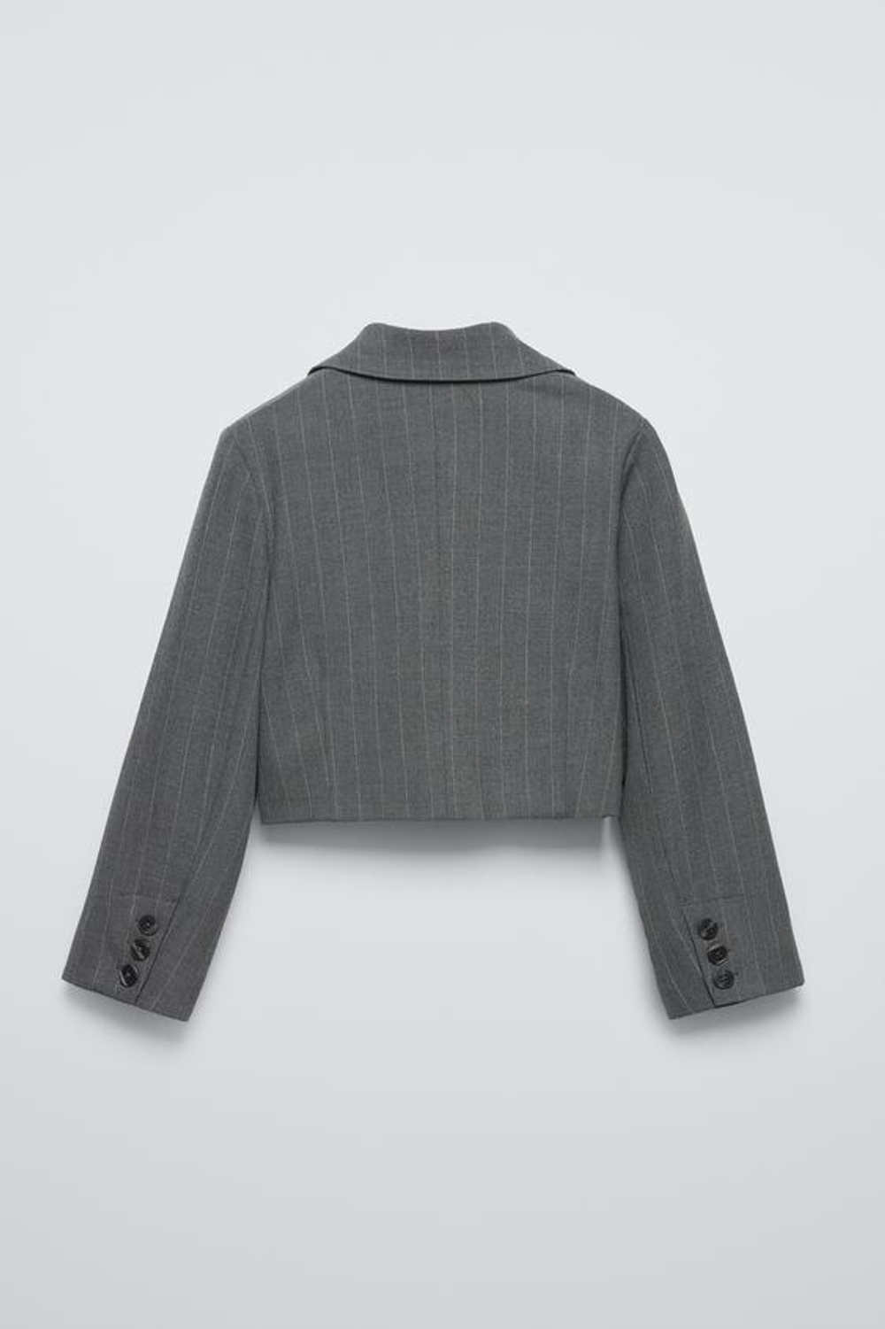 ZARA УКОРОЧЕННЫЙ БЛЕЙЗЕР В ТОНКУЮ ПОЛОСКУ, АНТРАЦИТОВО-СЕРЫЙ