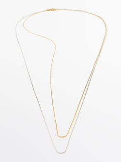 Massimo Dutti Набор тонких цепочек, золотистый