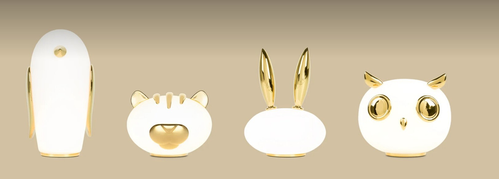 Лампа настольная Uhuh MOOOI стекло/фарфор/white/gold 230х210х240h коллекция Pet Light