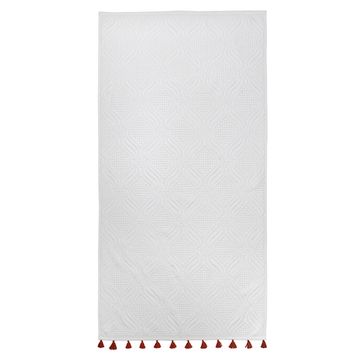 Полотенце банное белое, с кисточками цвета красной глины из коллекции essential, 70х140 см