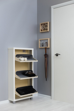 Обувница в прихожую компактная для обуви Люкс 3 фасад лдсп белая