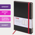 Блокнот А5 (148x218 мм) BRAUBERG "Office" под кожу 80 л. резинка клетка черный (2 штуки в упаковке)