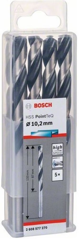 Сверло по металлу BOSCH HSS PointTeQ 10.2х133 мм набор 5 свёрл