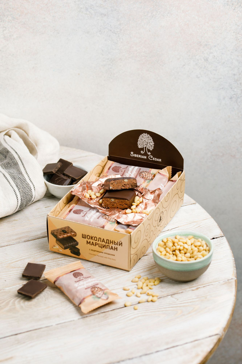 Кедровый марципан Шоколадный / шоу-бокс / 18 шт / 720 г / ТМ Сибирский кедр