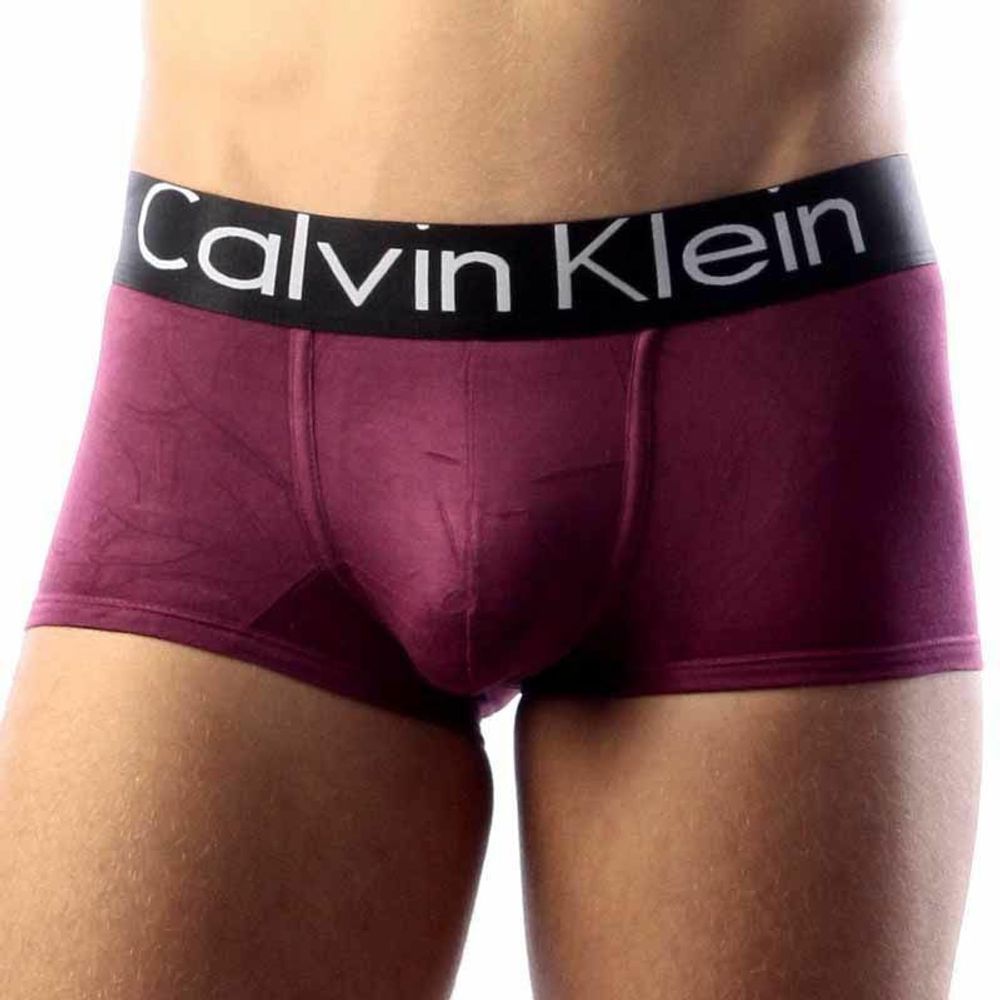 Мужские трусы хипсы фиолетовые с черной резинкой Calvin Klein Steel Black Waistband Violet