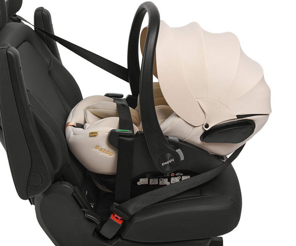 Прогулочная коляска Peppy Amici с автокреслом Verona Beige Grey рама Black Chrome