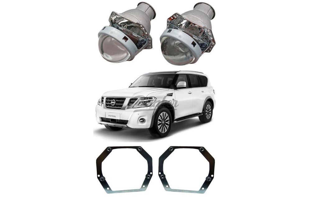 Готовый комплект для замены штатных светодиодных линз Nissan Patrol Y62 рестайлинг 2014-2021