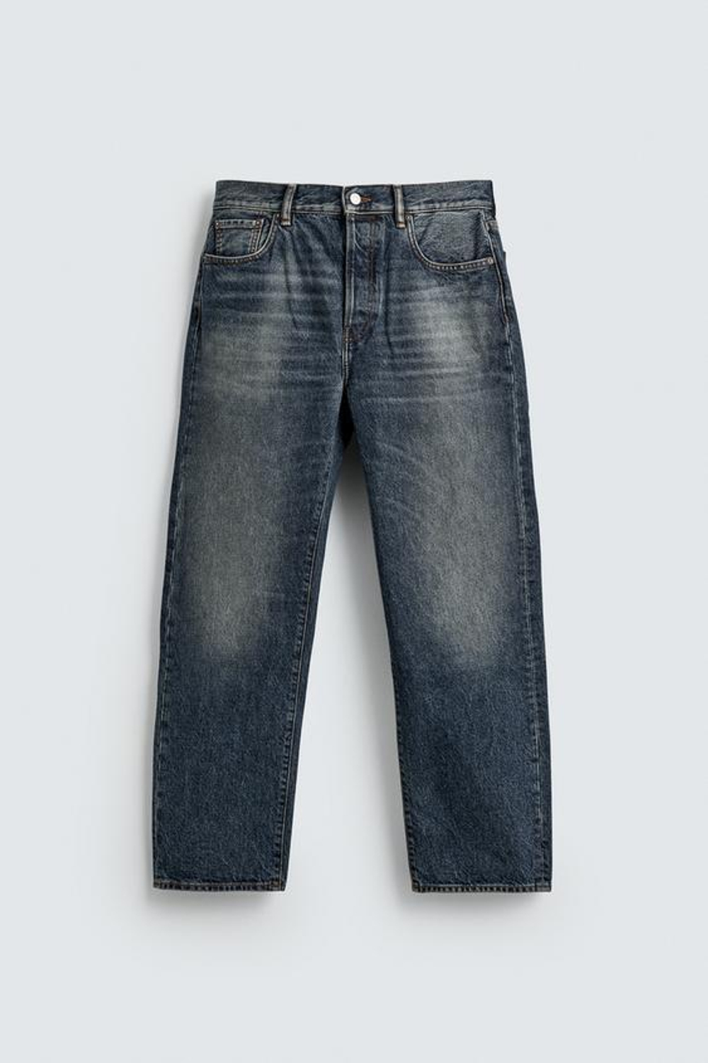 ZARA ДЖИНСЫ ПРЯМОГО КРОЯ ДЛИНОЙ ДО ЩИКОЛОТКИ - LIMITED EDITION, СИНИЙ