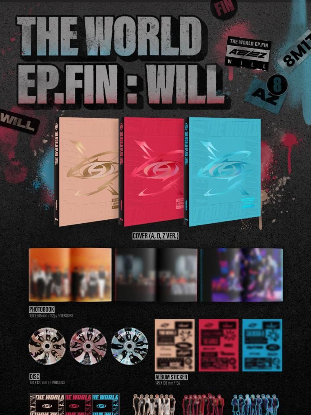 Альбом ATEEZ - THE WORLD EP.FIN : WILL 2nd Album 3 Version SET