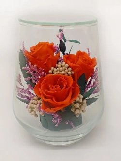 натуральные кустовые розы в стекле, вакуум*