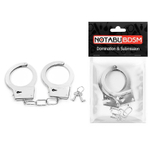 Серебристые металлические наручники на сцепке с фигурными ключиками (Цвет: серебристый)