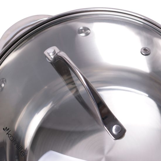 Кастрюля 3,9 л. из нержавеющей стали Kamille KM 4720S с крышкой и 7-слойным дном