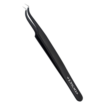 Пинцет Мини L-90 изогнутый  Enigma (Black, черный) с ручной заточкой extra-sharp