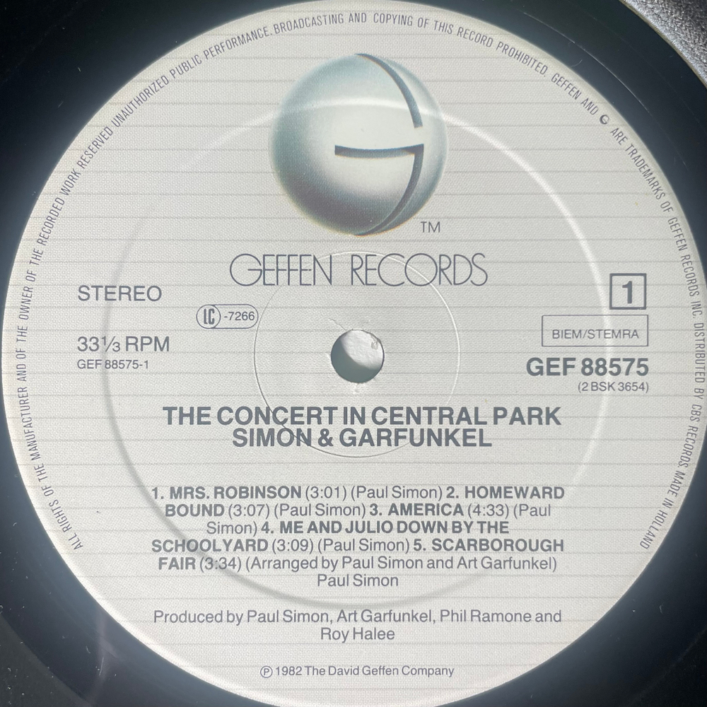 Simon And Garfunkel - The Concert In Central Park 2LP (Голландия 1982г.)