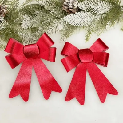 Бант на ёлку «Сказочные блики» (набор 2 шт), Красный