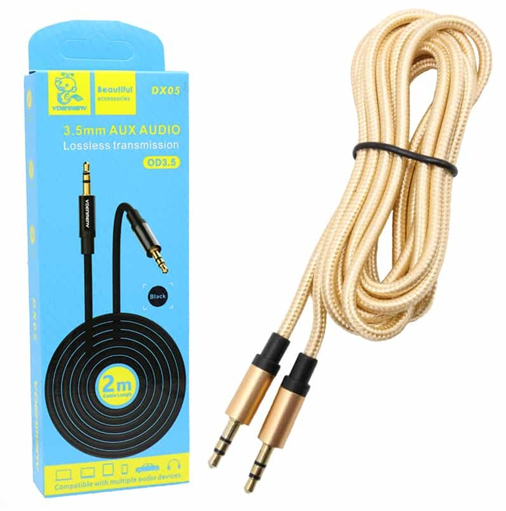 Кабель AUX DENMEN DX05 (золото) 2м