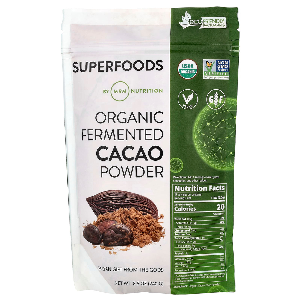 MRM Nutrition, органический ферментированный какао-порошок, 240 г (8,5 унции)