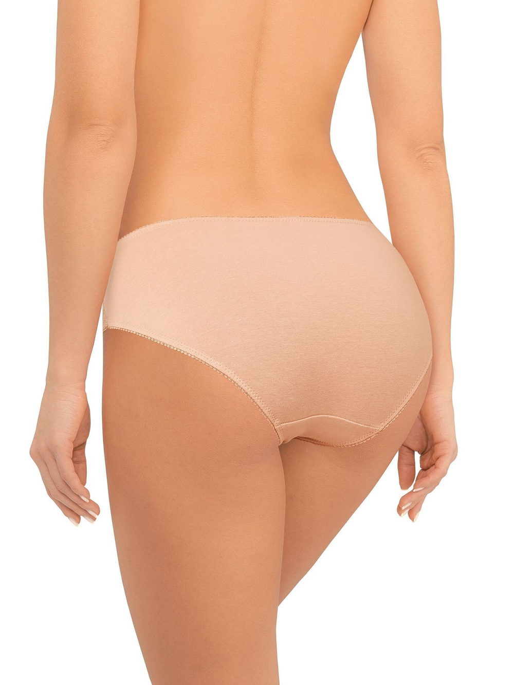 Трусики-слипы с кружевными вставками на передней детали (Размер: S) (Цвет: бежевый)