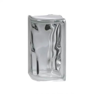 Угловой закругленный стеклоблок бесцветный волна Vitrablok   19x10x10x8