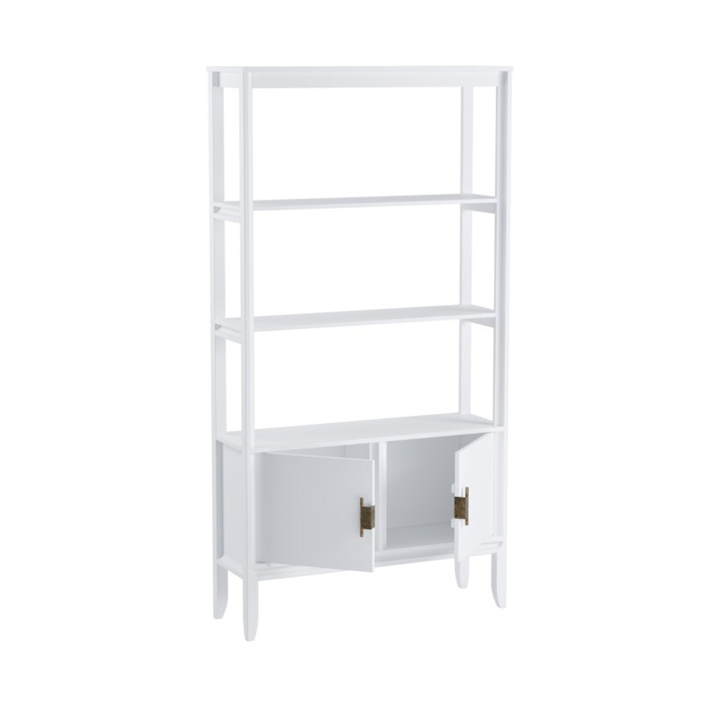 Стеллаж «Бридж» сквозной широкий с 2 дверями белый лак