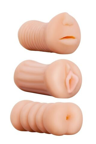 Набор из 3 мастурбаторов LIFELIKE STROKER SET (Цвет: телесный)