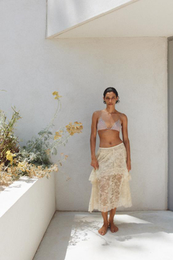 ZARA АCИММЕТРИЧНАЯ КРУЖЕВНАЯ ЮБКА МИДИ, ЭКРЮ