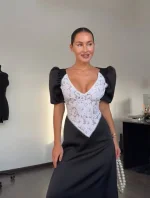 Платье "Who is she", Черно-белый