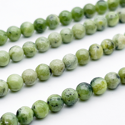 Серпентин бусины, диаметр около 6,2-6,4 мм, цена за 15-16 шт (1/4 нити)