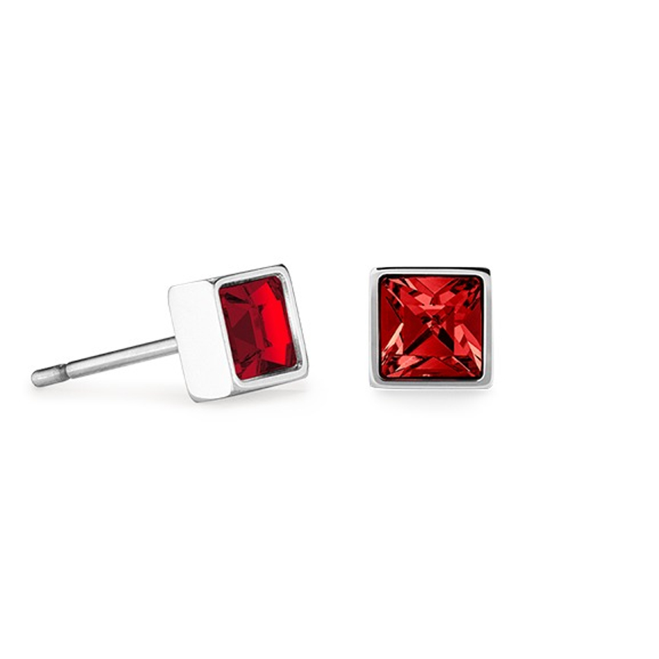 Серьги-пусеты Coeur de Lion Red-Silver 0501/21-0317