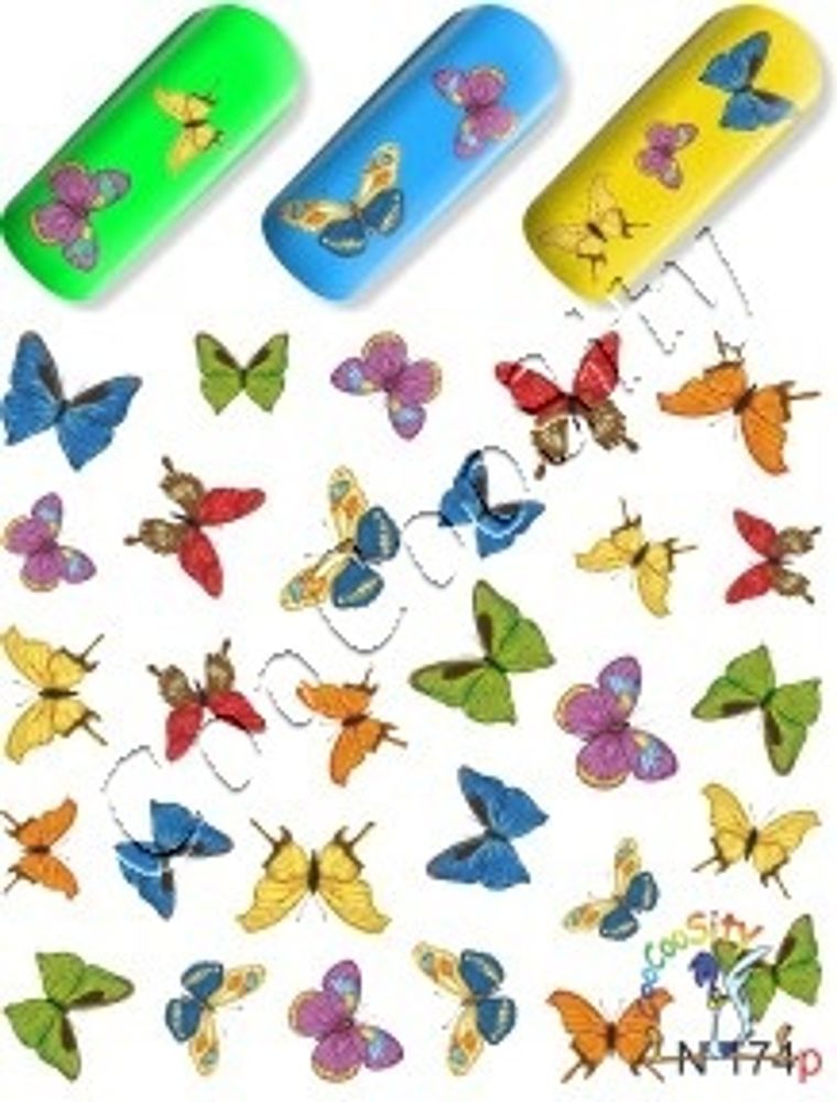 Слайдер-дизайн для ногтей Бабочки N 174 p