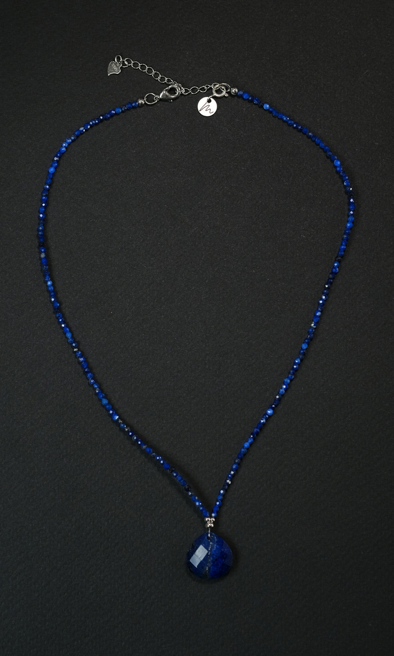 Колье Memo Drop "Memo about Finance" с лазуритом и бриолетом лазурит