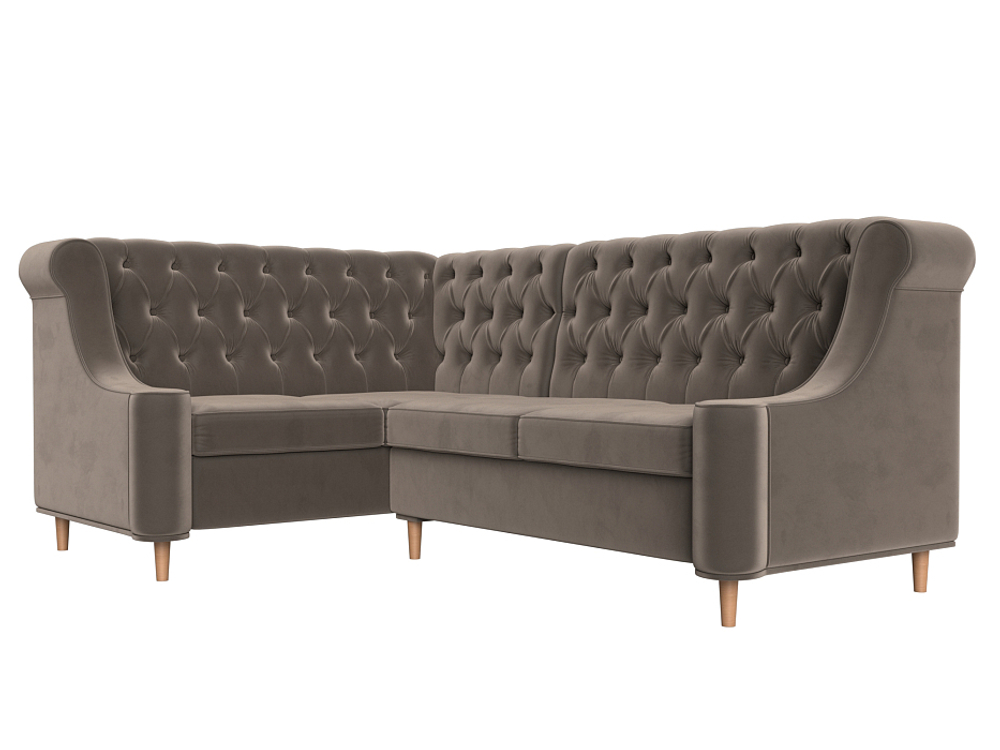 Диван кухонный угловой Бронкс левый угол, Коричневый, Велюр, 110365L