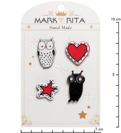 MR- 34 Н-р брошей с цанговым зажимом бабочка «Совы Инь и Янь» Mark Rita